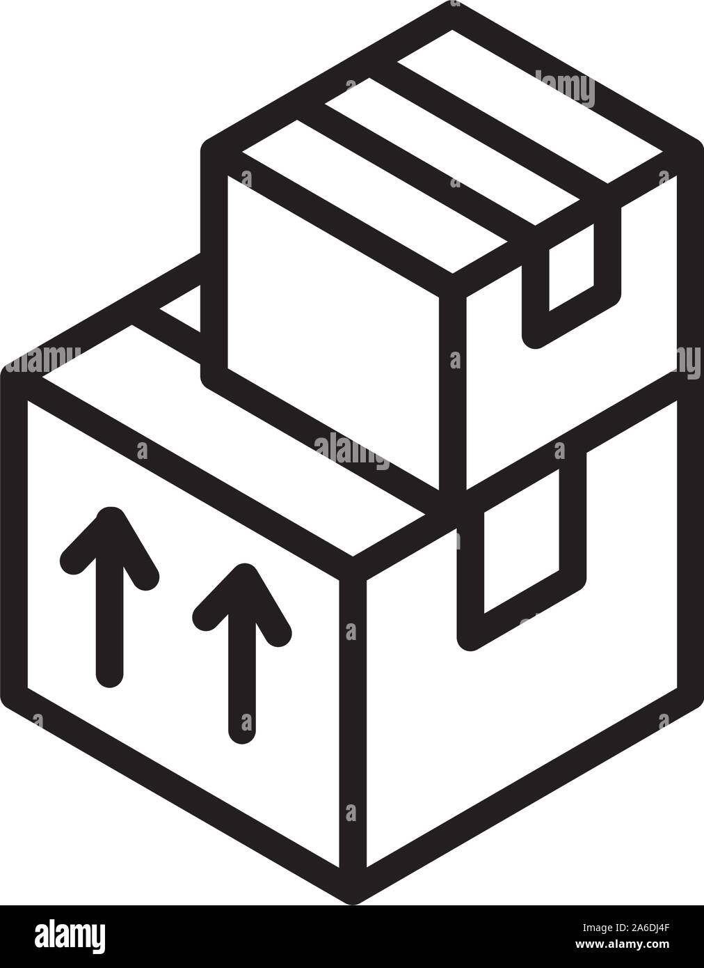 stacked cardboard boxes delivery icon vector illustration thick line Stock Vector