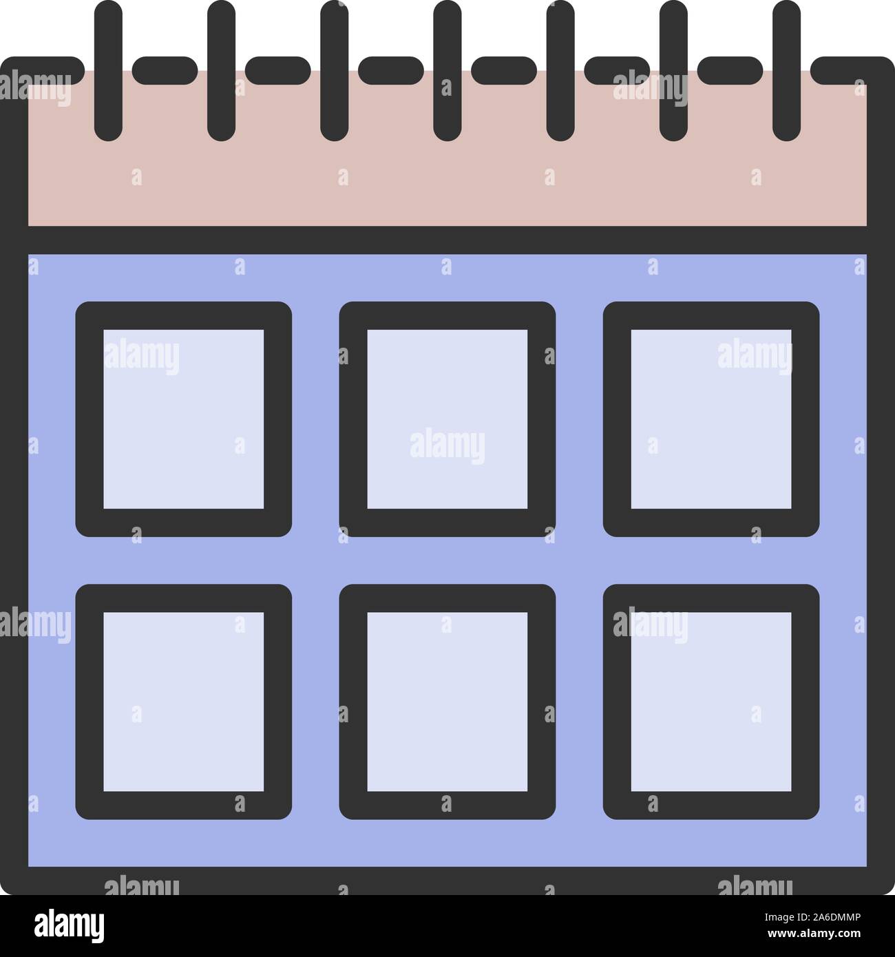 Vector calendar flat color line icon. Isolated on white background Stock Vector