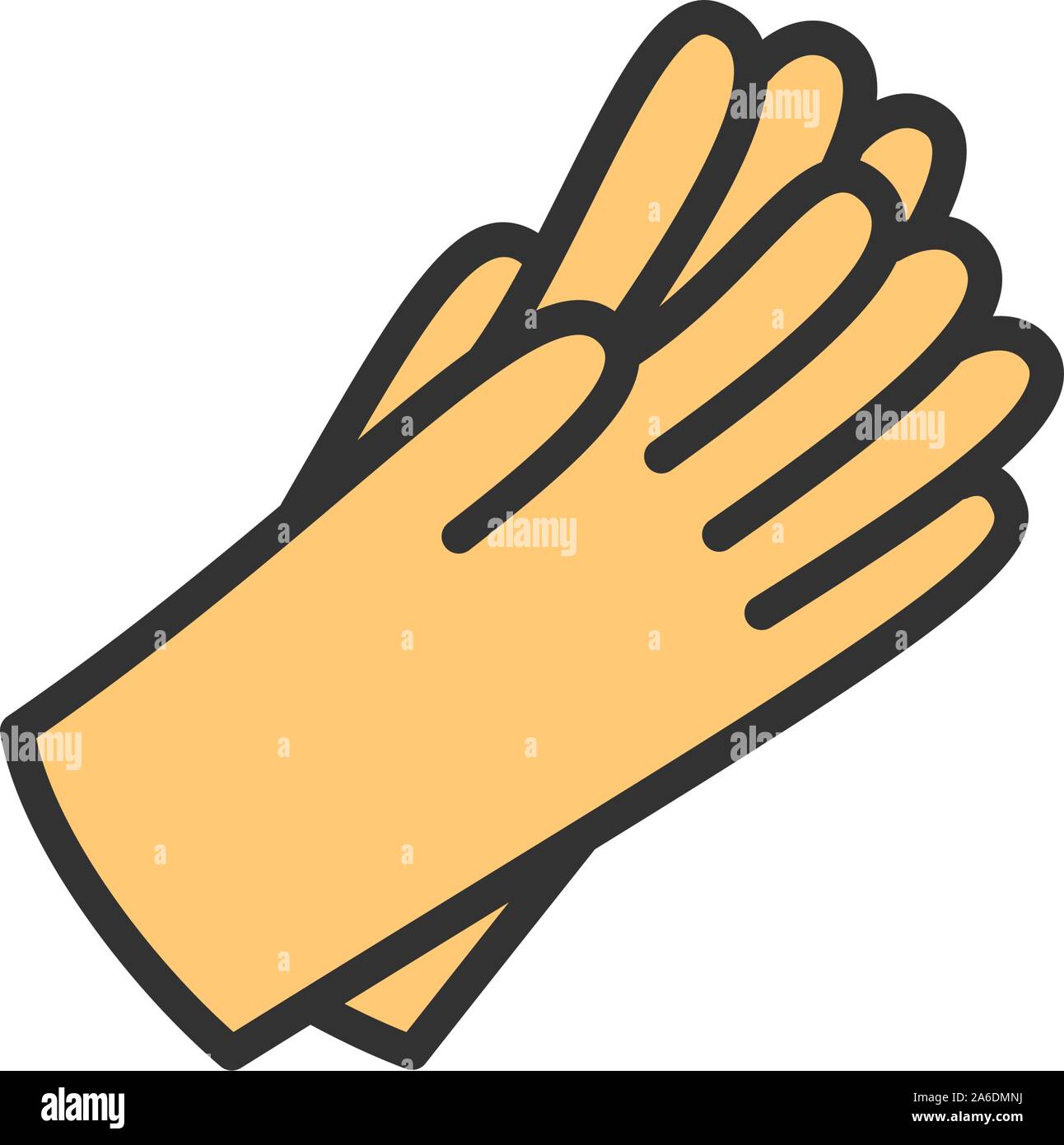 Protective rubber gloves flat color line icon. Stock Vector