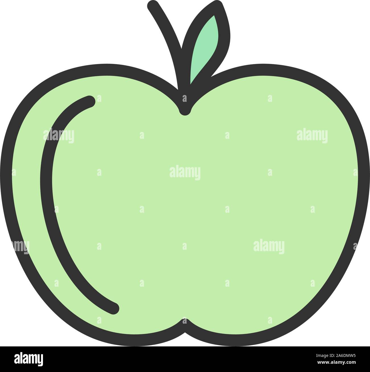 Vector apple, fruit flat color line icon. Stock Vector