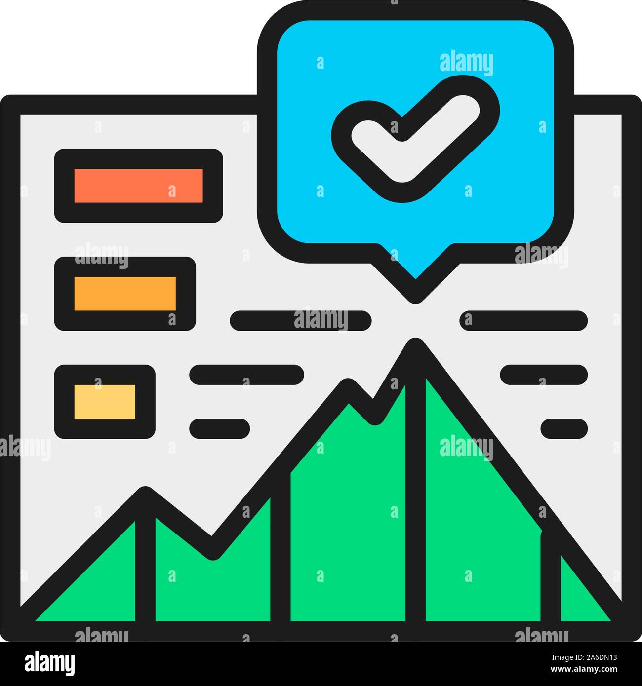 Vector growth chart, presentation flat color icon. Stock Vector