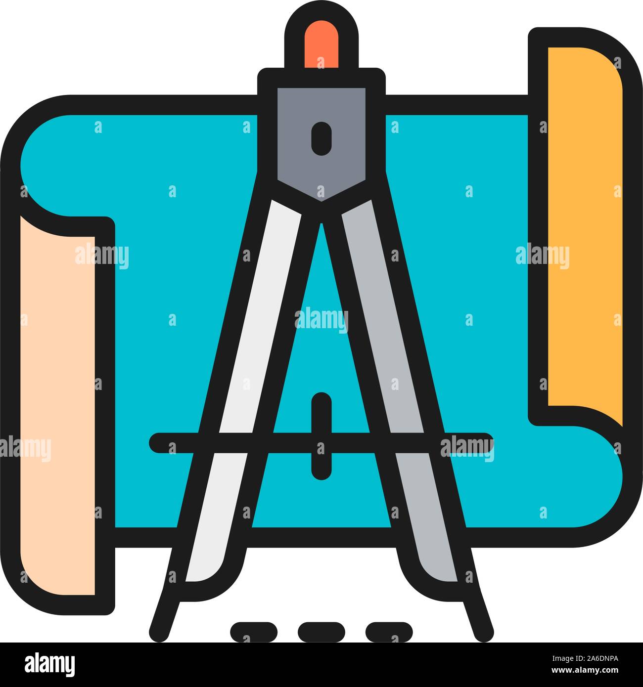 Vector drawings with divider flat color icon. Stock Vector