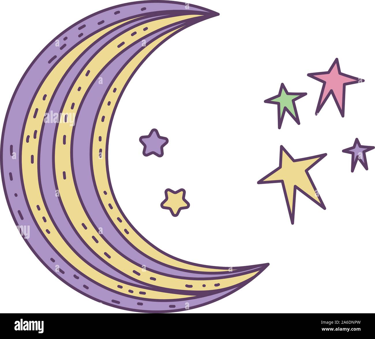 happy halloween celebration half moon stars decoration vector ...