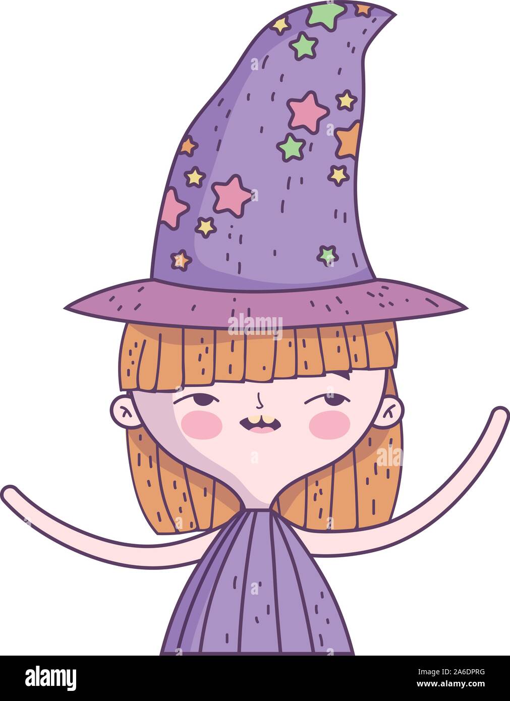 happy halloween celebration girl with hat costume vector illustration ...