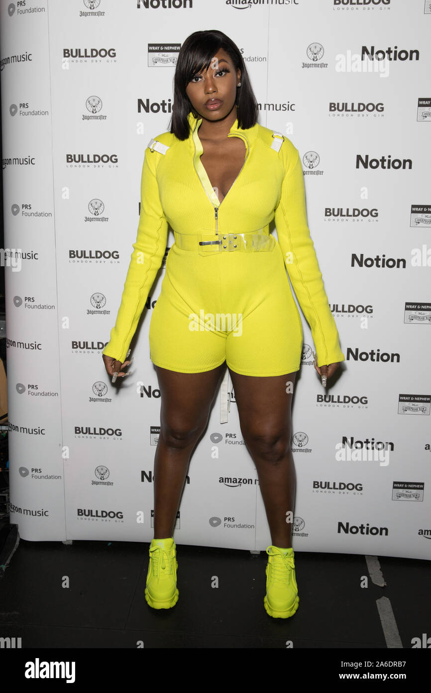 London, UK. 25th Oct, 2019. Ms Banks attends the Notion Magazine and Bulldog Gin as it celebrates 85 issues and 15 years of music at Troxy in London. Credit: SOPA Images Limited/Alamy Live News Stock Photo