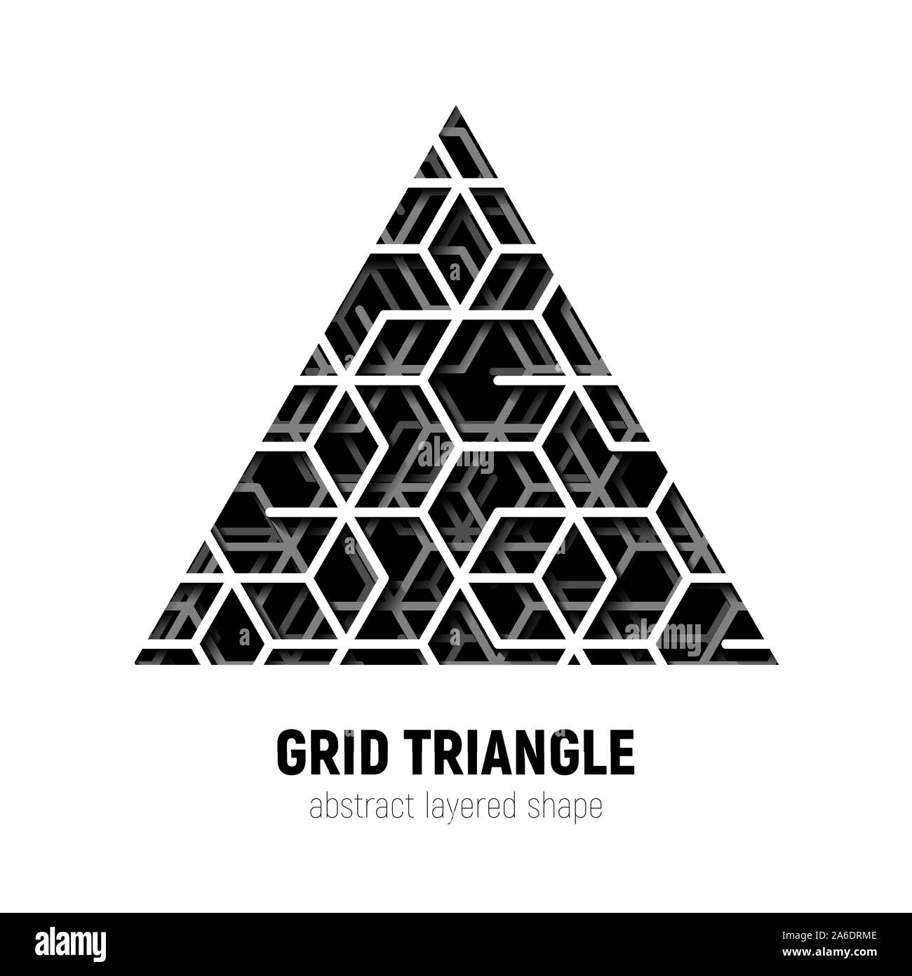 Abstract triangle shape with layered lines triangular grid and shadow Stock Vector