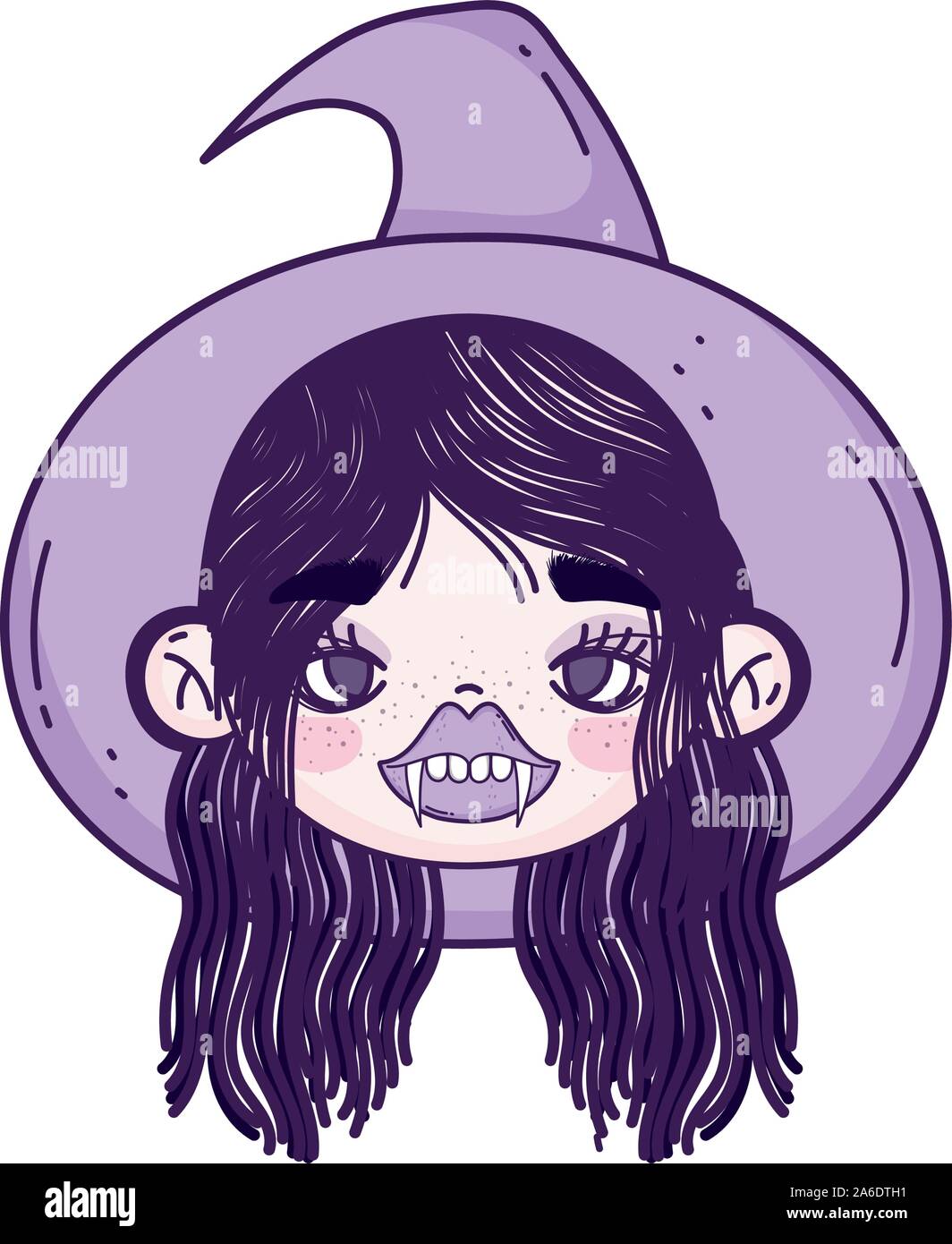happy halloween celebration girl with hat witch and teeth vector ...