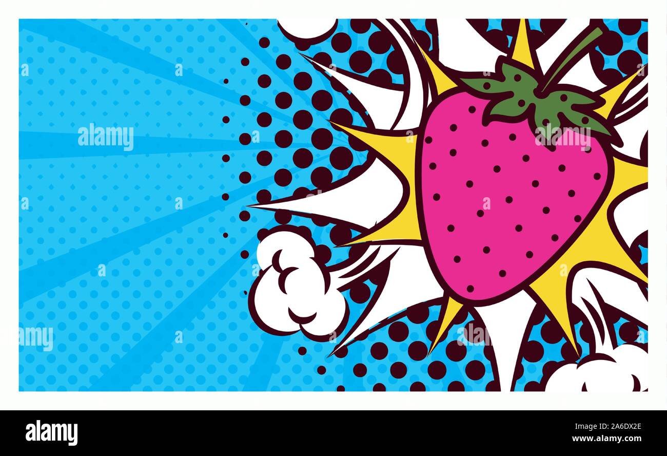 fresh fruit strawberry with splash pop art style Stock Vector Image & Art -  Alamy