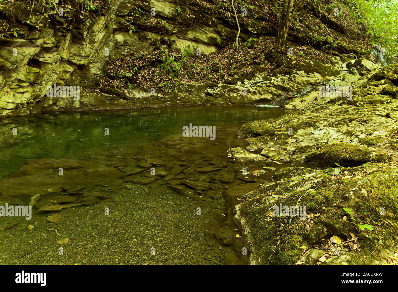 Summer  walk through the labyrinth of the Teteven Balkan with high peaks and river, Stara Planina, Bulgaria Stock Photo
