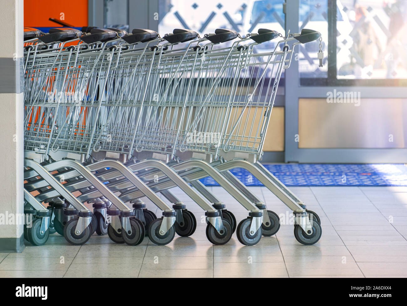 shopping carts in the supermarket Stock Photo Alamy