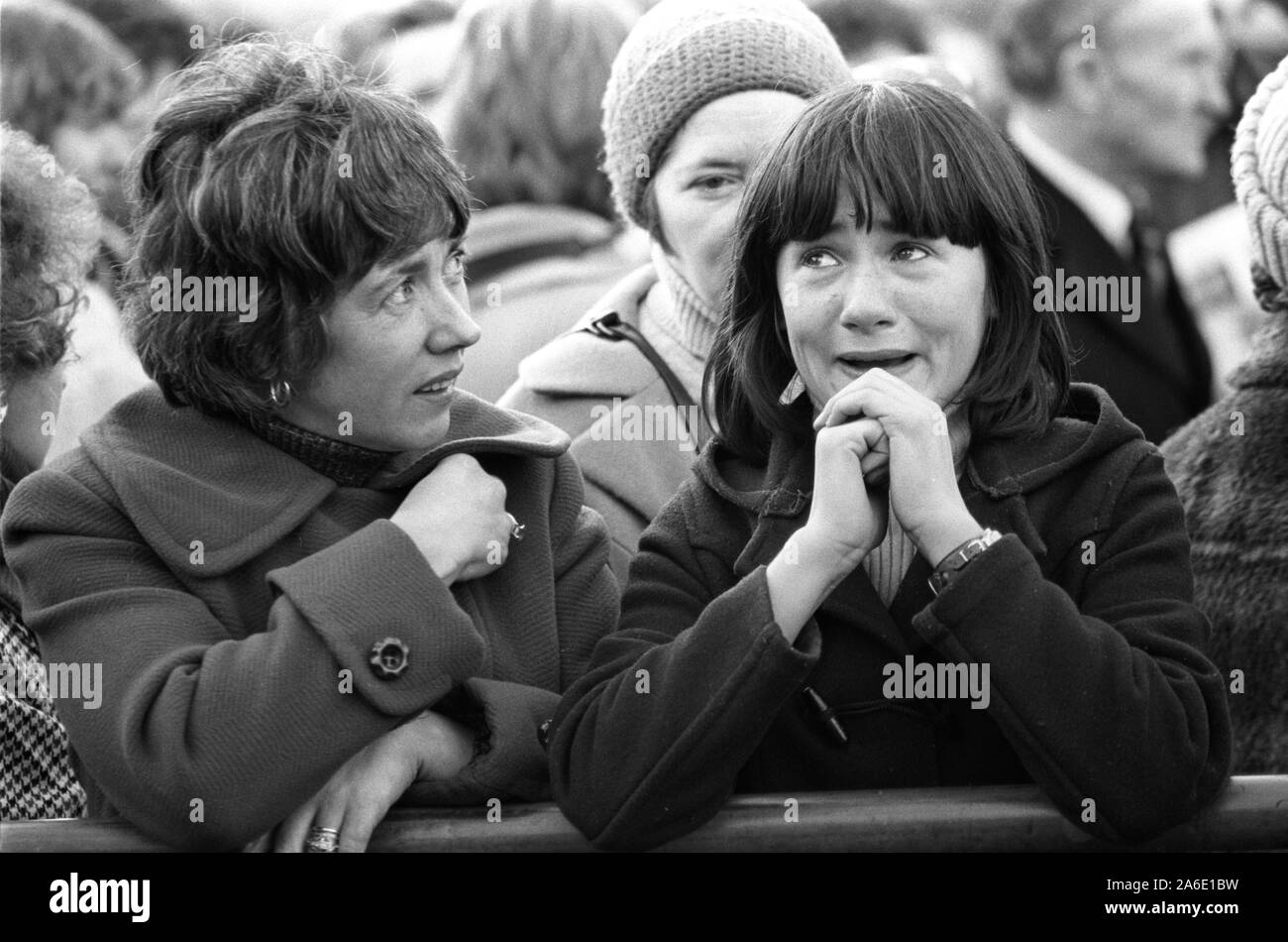 Peace People march against violence in Northern Ireland, 1976. Peace Movement. Peace People. Peace March, Trafalgar Square rally. London 1976. 1970s Mother and daughter. UK HOMER SYKES Stock Photo