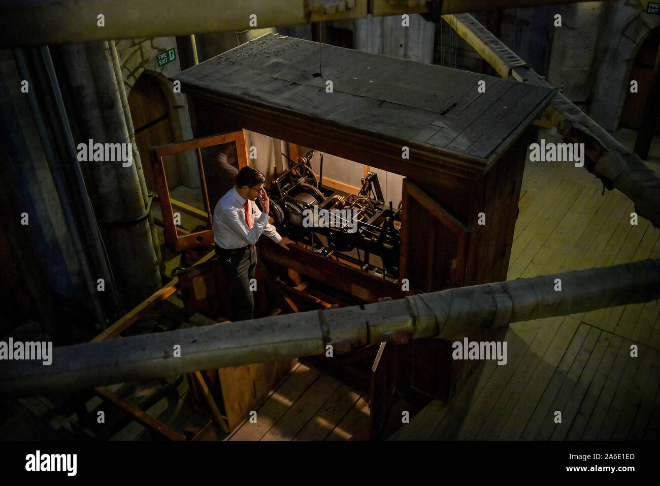 Salisbury cathedral verger joseph davies adjusts the chiming clock hi