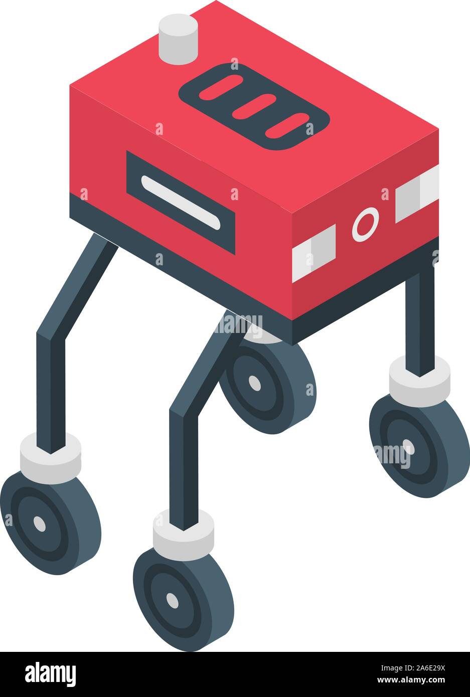 Red farm robot icon, isometric style Stock Vector