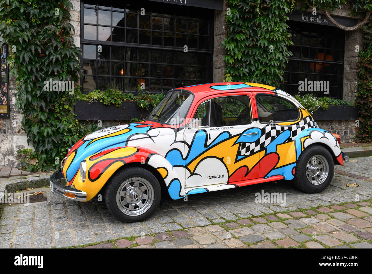Volkswagen Beetle car custom paint Honfleur Normandy France Stock Photo