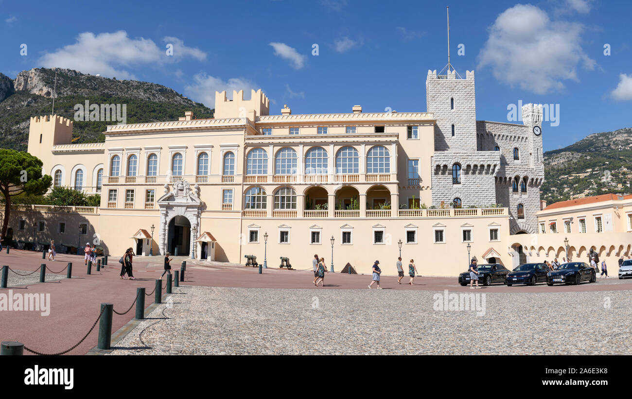 Panorama of Prince's Palace of Monaco Stock Photo