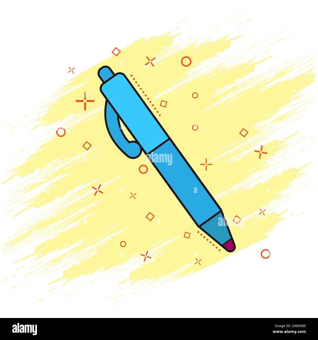 Ballpoint pen doodle vector illustration. Stationery item icon pencil or pen  for writing. Stock Vector