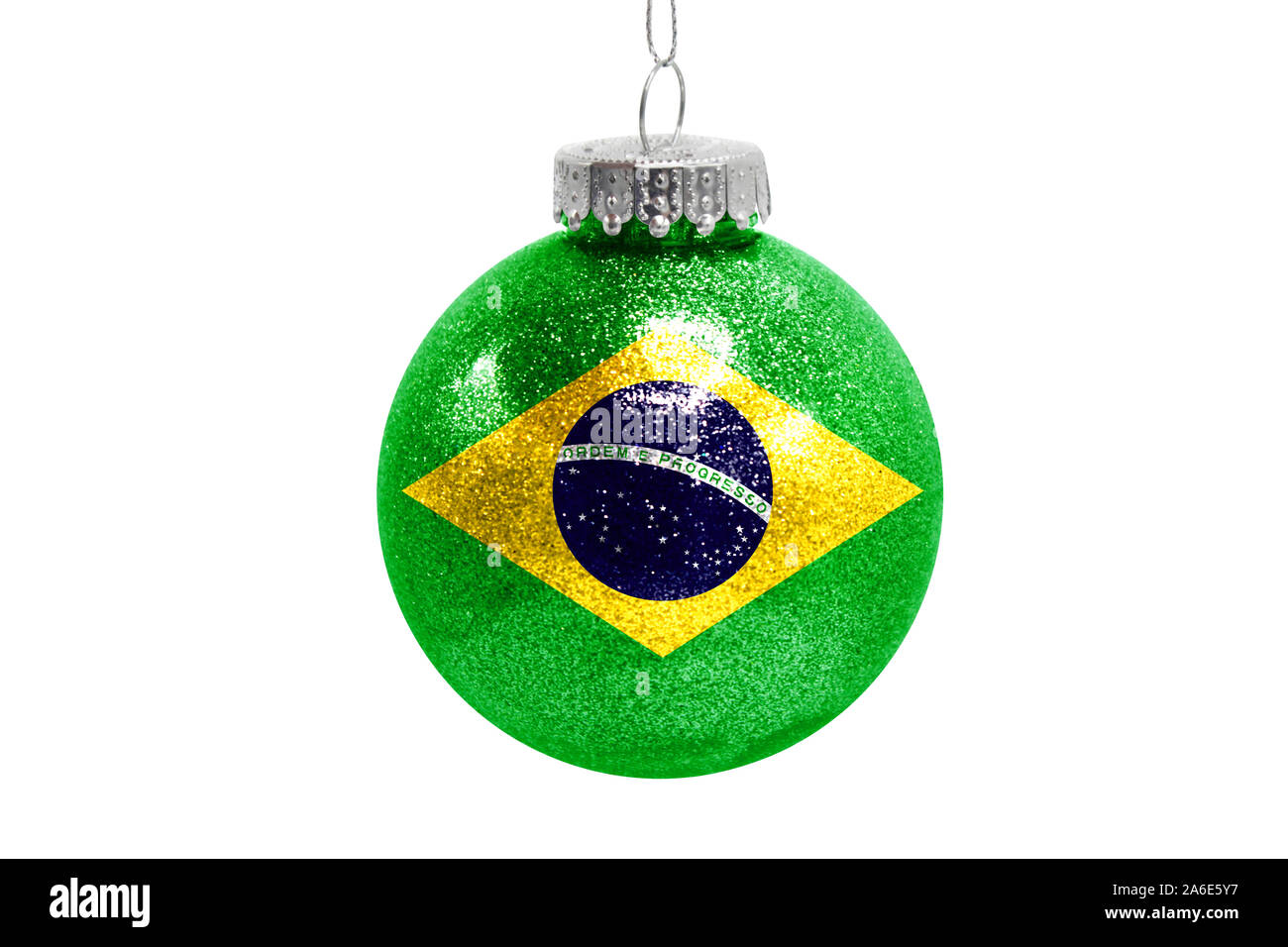 Flag of Brazil Glass Ball Christmas Ornament