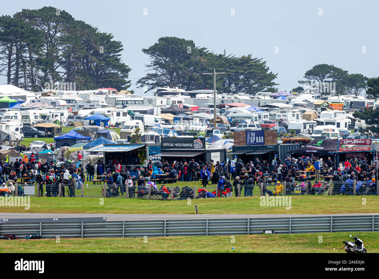 Phillip Island, Australia. 26 October, 2019. ONe of the camping grounds  during Free Practice 4 at the Promac Generac Australian MotoGP. Credit:  Dave Hewison/Alamy Live News Stock Photo - Alamy
