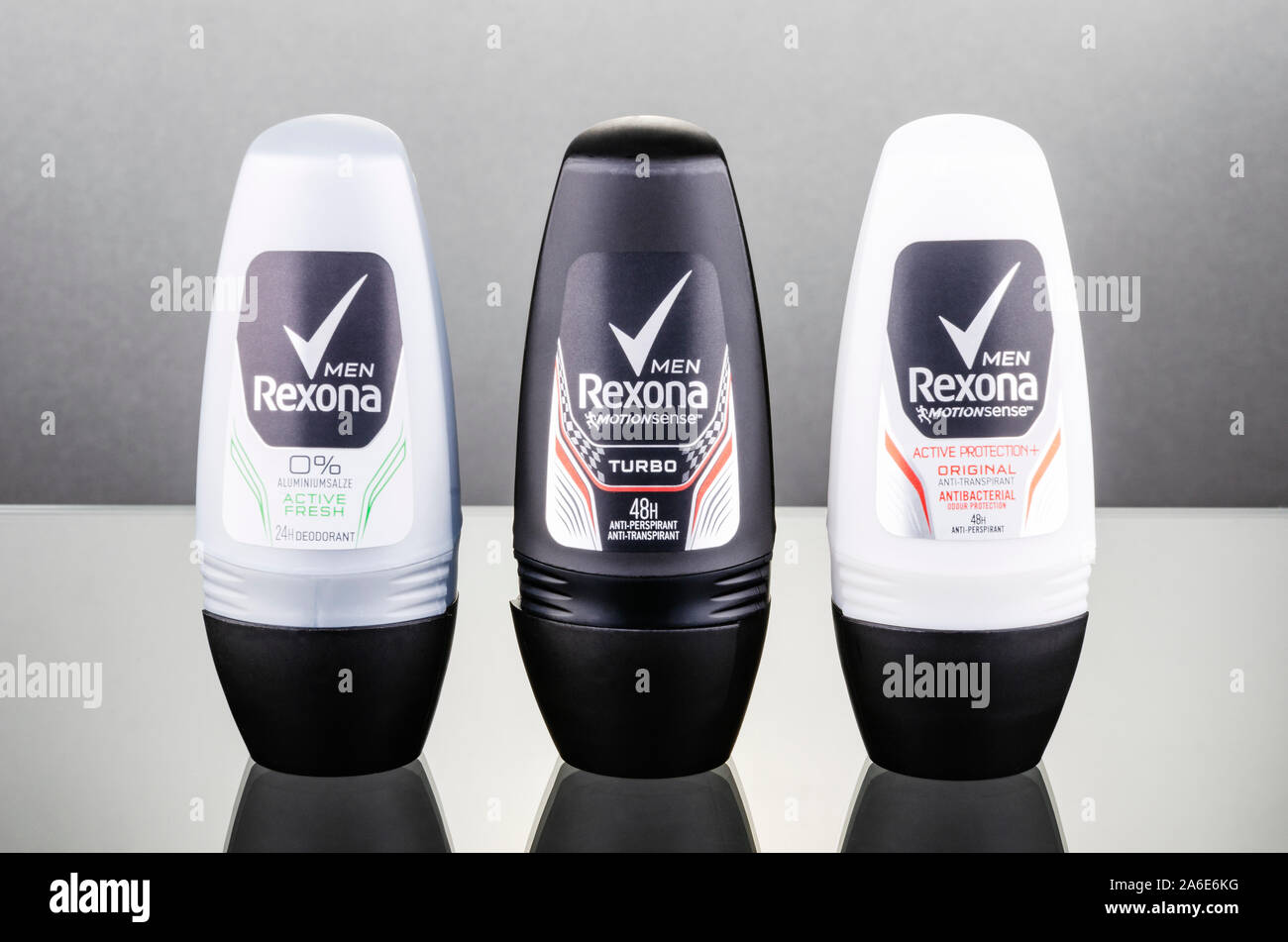 Rexona deodorant isolated on gradient background. Rexona is deodorant and  antiperspirant brand founded in Australia and manufactured by Unilever  Stock Photo - Alamy