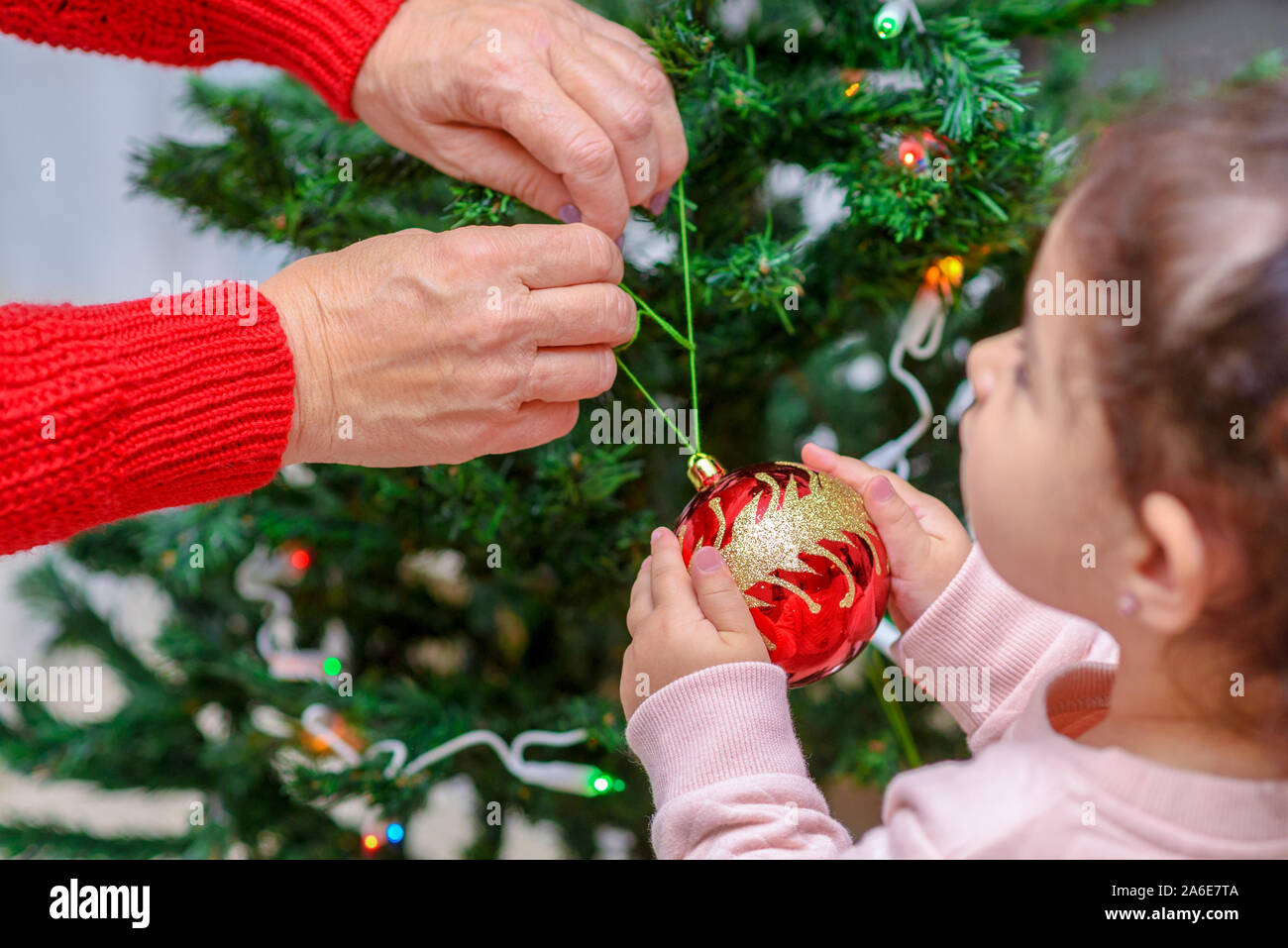 https://c8.alamy.com/comp/2A6E7TA/merry-christmas-and-happy-holidays-grandmother-and-grandchild-decorate-the-christmas-tree-with-baubles-indoors-the-morning-before-xmas-portrait-loving-family-close-up-selective-focus-2A6E7TA.jpg