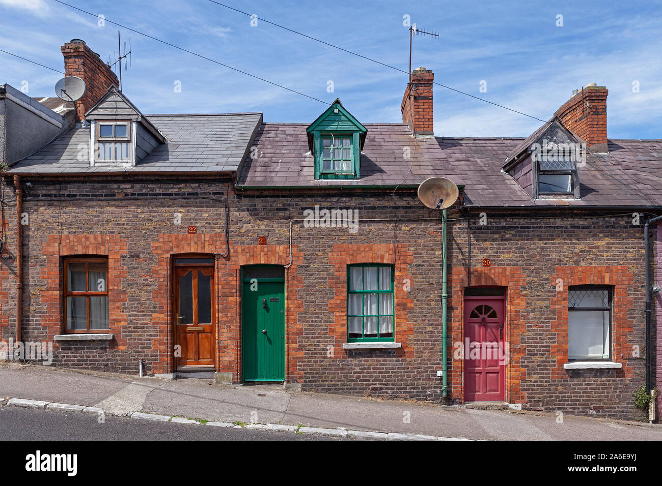 A traditional row of houses in Cork, Republic of Ireland. Stock Photo