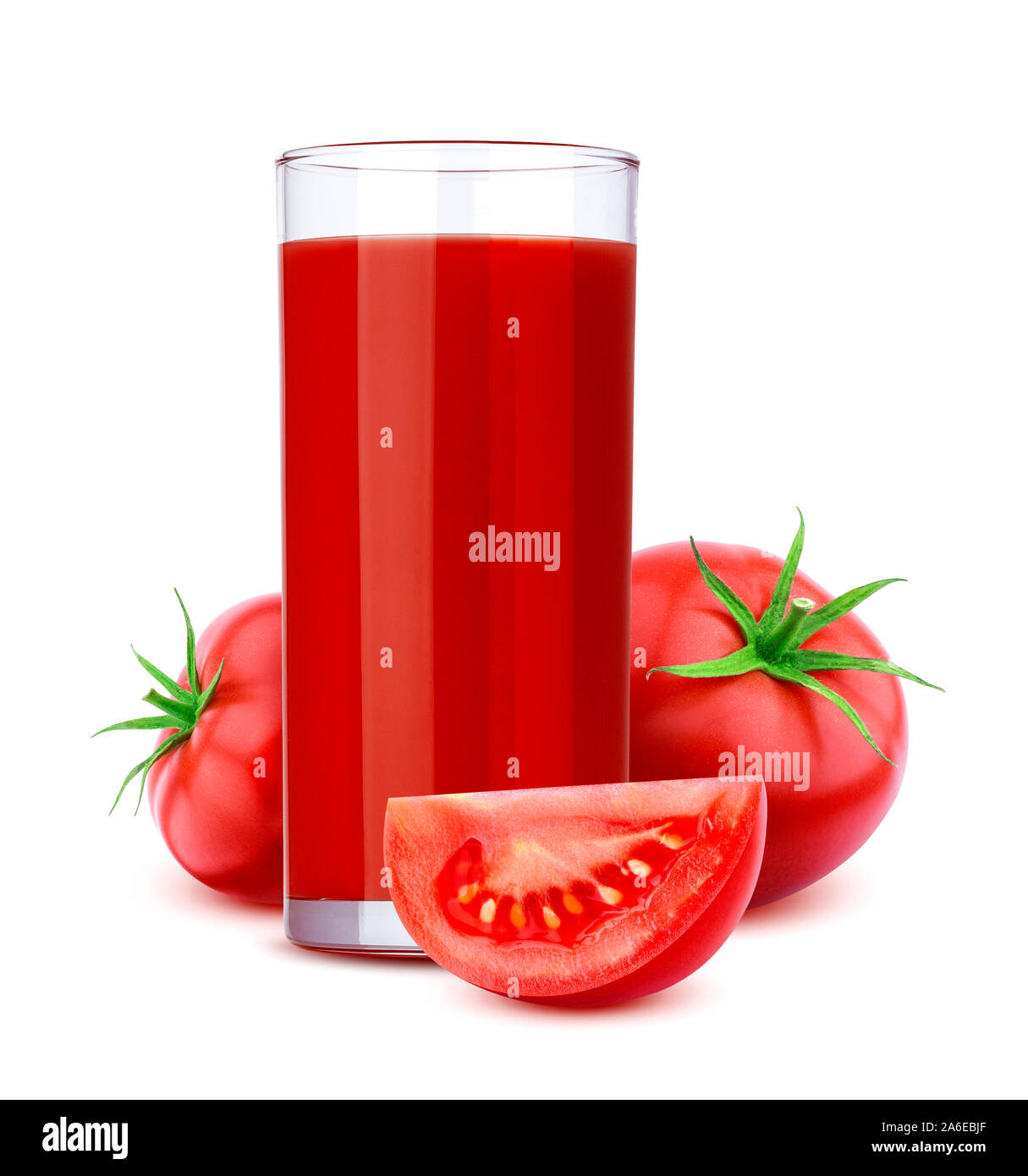 Glass of tomato juice isolated on white background Stock Photo