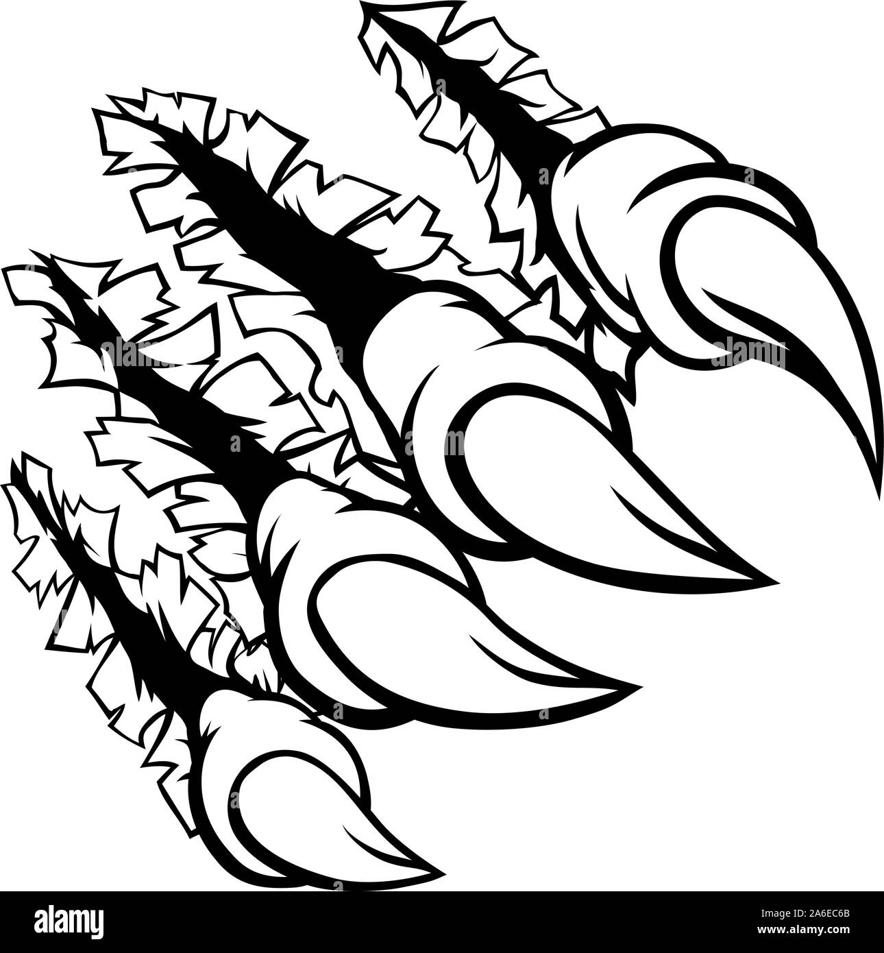 Monster Claw Hand Ripping Tearing Background Stock Vector