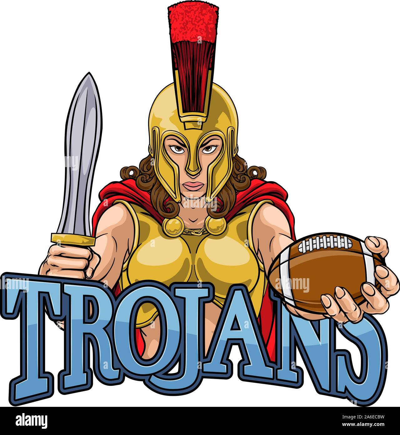 Spartan Trojan Gladiator Football Warrior Woman Stock Vector