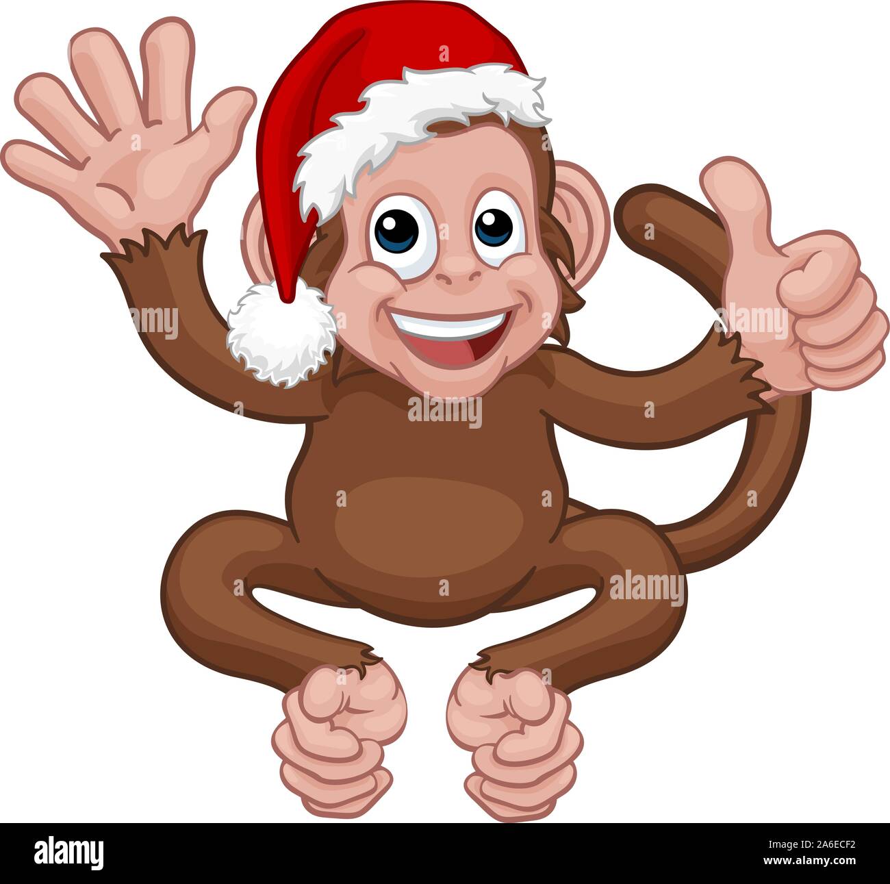 Christmas Monkey Cartoon Character in Santa Hat Stock Vector Image