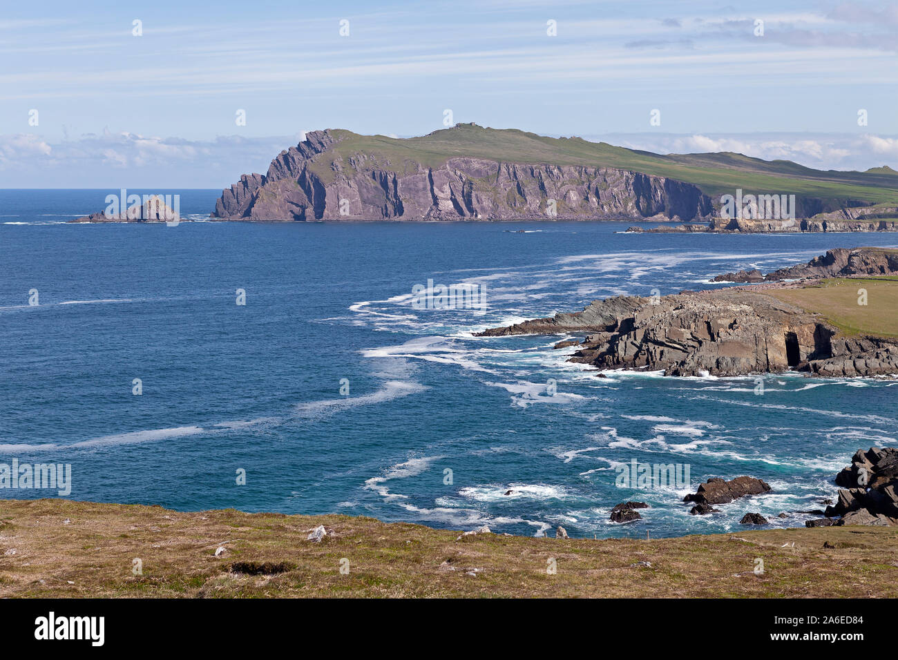 A panoramic view of a bay near Ballyferriter on Dingle Peninsula, Republic of Ireland. Stock Photo