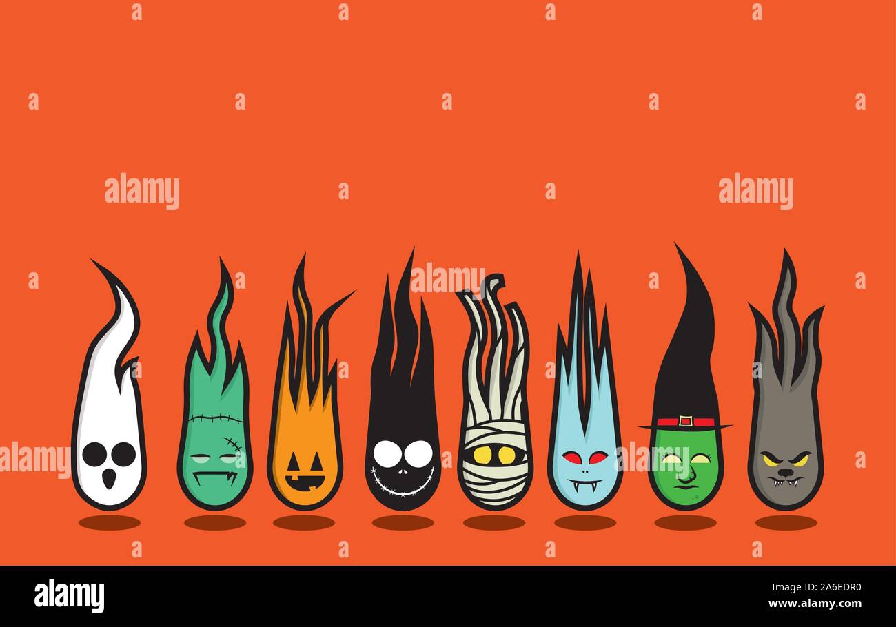HALLOWEEN MONSTERS COLLECTION Stock Vector