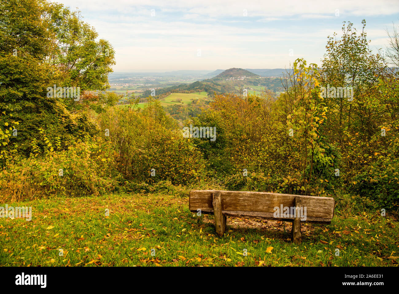 Panoramic view of the hill Hohenstaufen, Germany, to the east Stock Photo