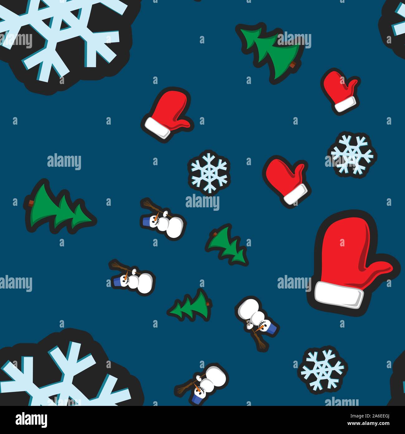 Christmas seamless pattern with holiday toys and symbols in flat ...