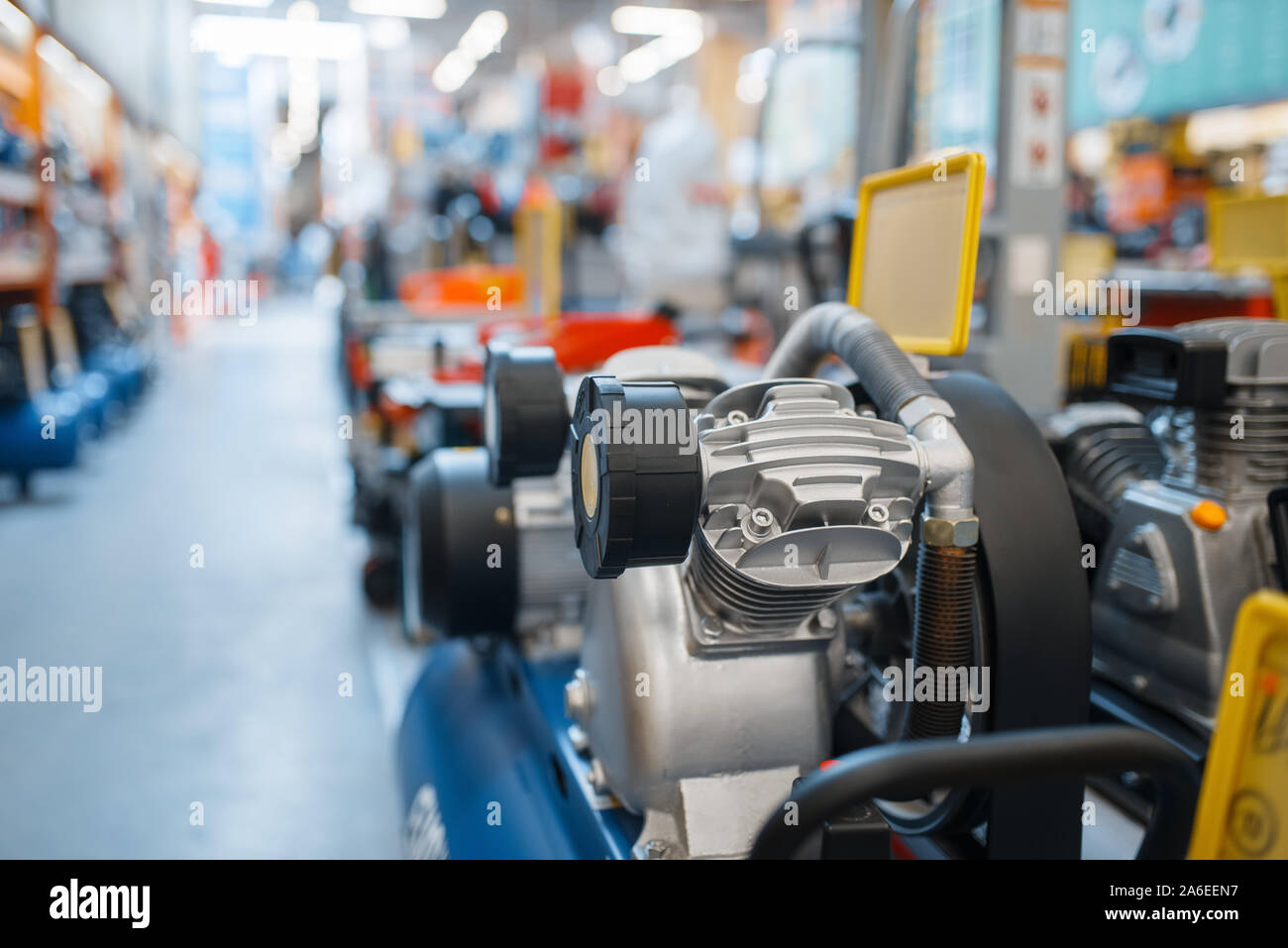Hardware store assortment, air compressors Stock Photo Alamy