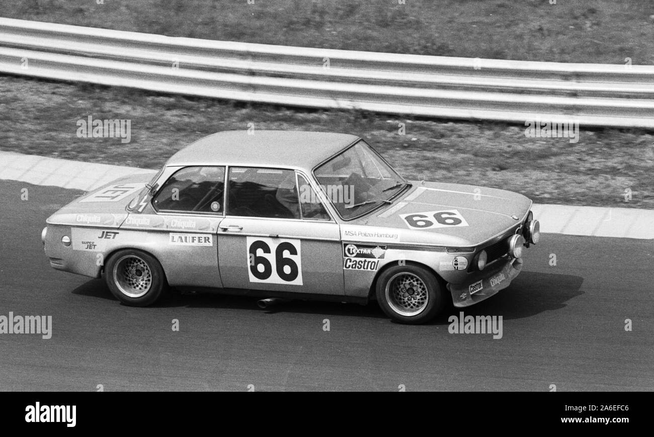 BMW 2002 at a touring car race in the 1970s at the Nuerburgring, Germany Stock Photo