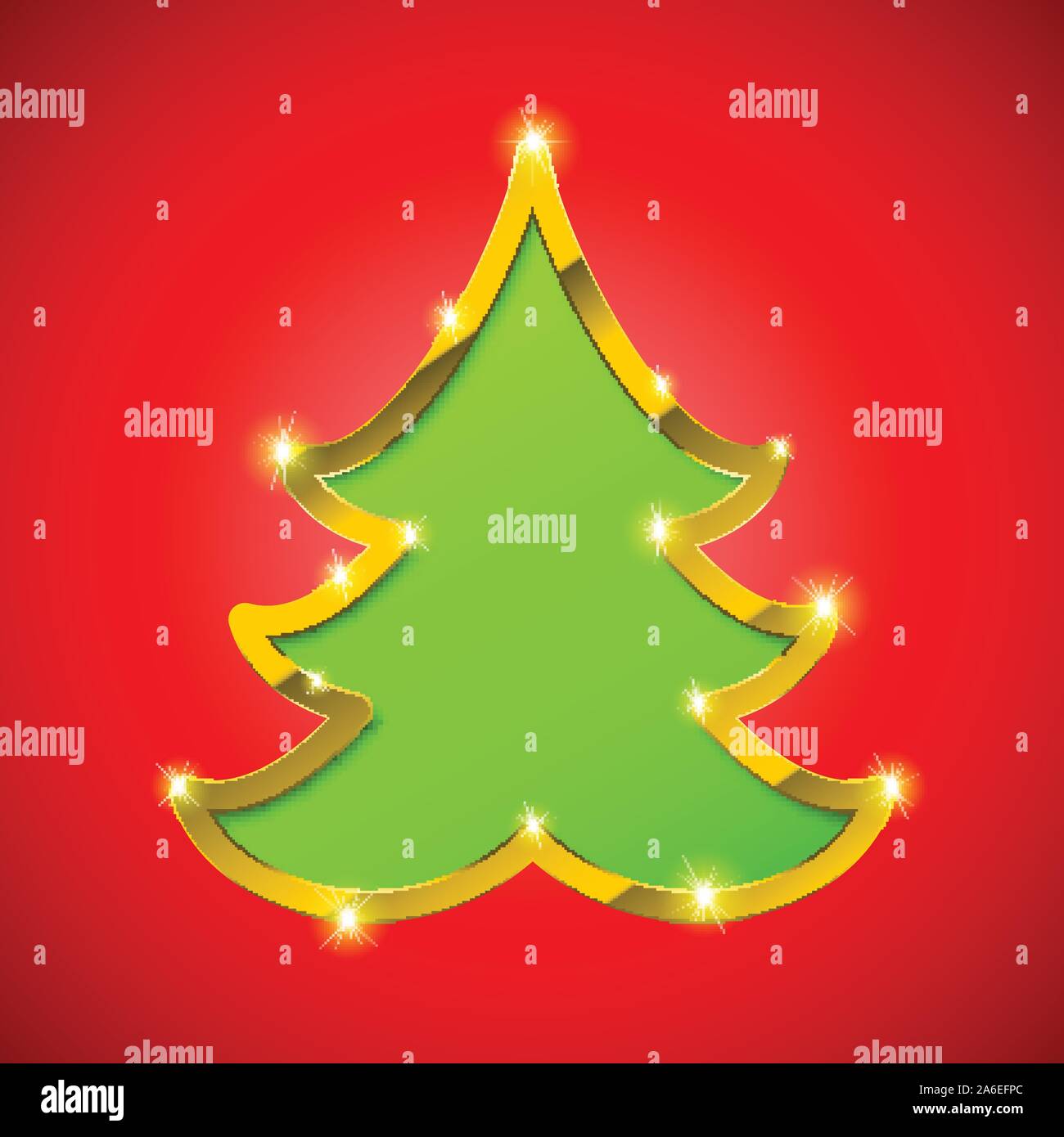 Christmas tree card with golden border Stock Vector Image & Art - Alamy