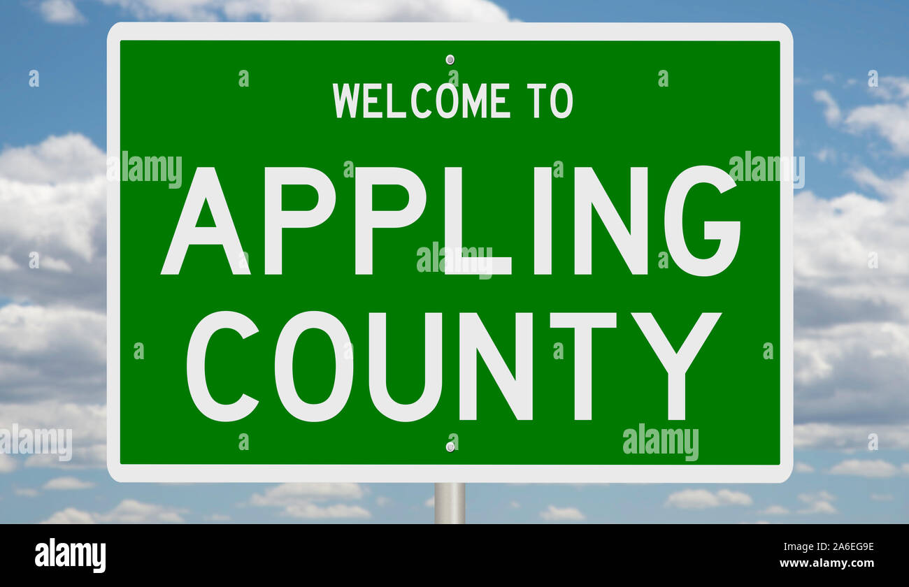 Rendering of a green 3d sign for Appling County Stock Photo