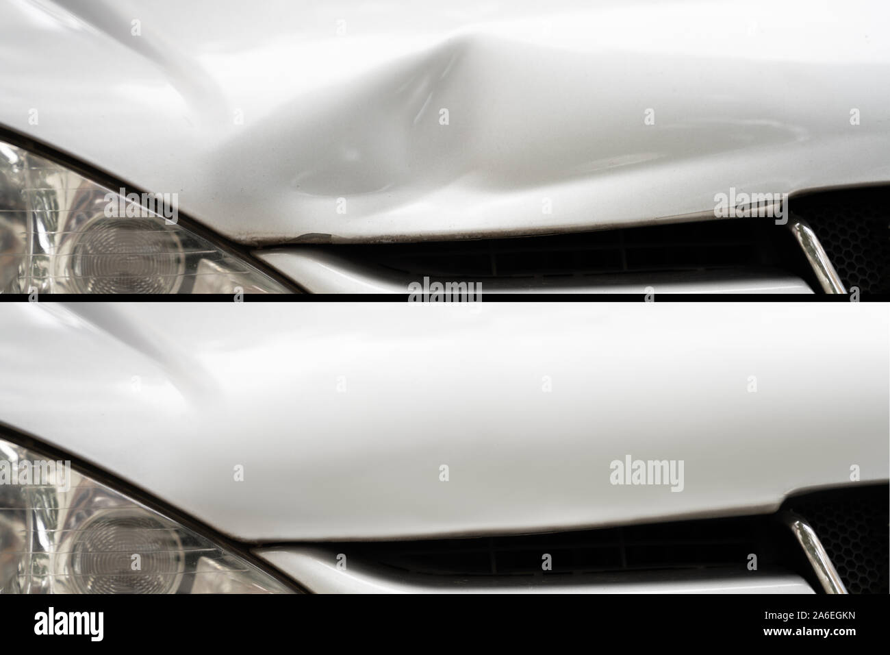 Photo Of Car Dent Repair Before And After Stock Photo