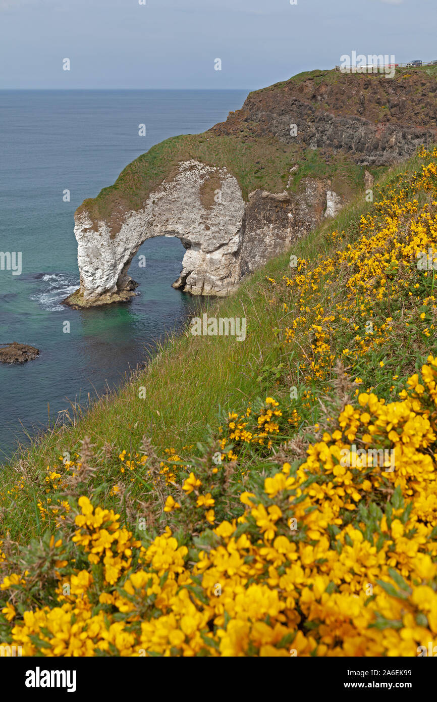 A natural archway made from white cliffs near Portrush in County Antrim