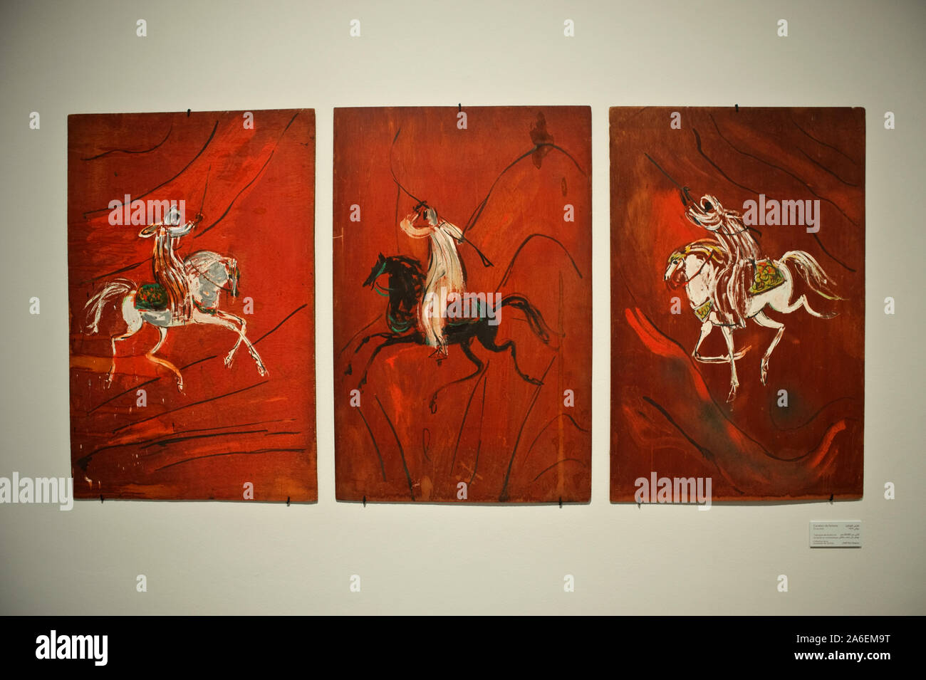 'Fantasia horsemen', painting by Hassan el Glaoui ( Morocco) Stock Photo