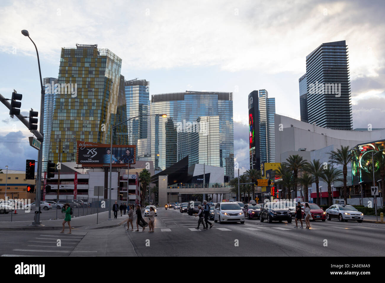 Las Vegas Strip, casino and hotels city view with modern architecture