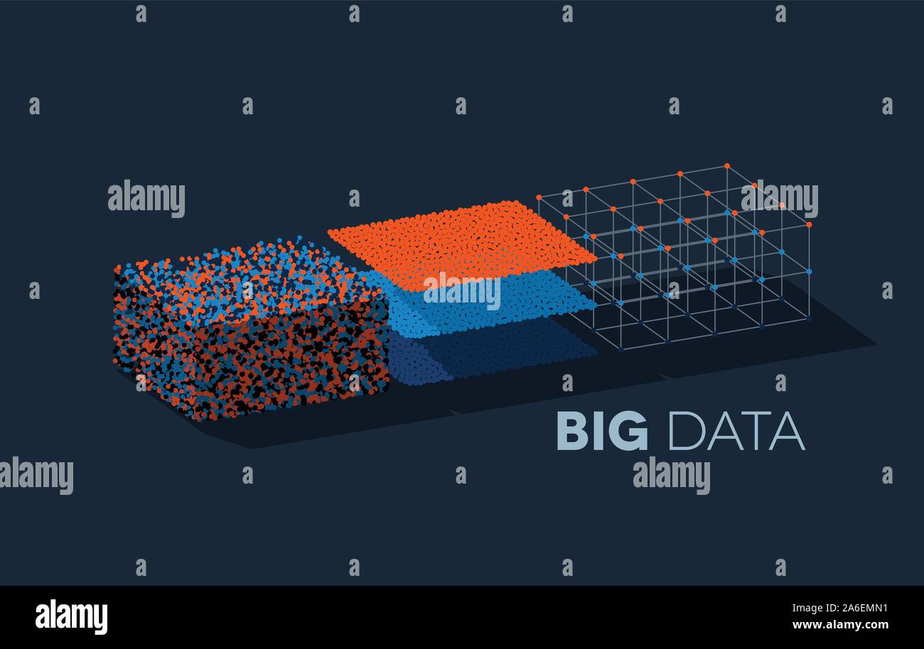Big data illustration with structuring map reduce process Stock Vector
