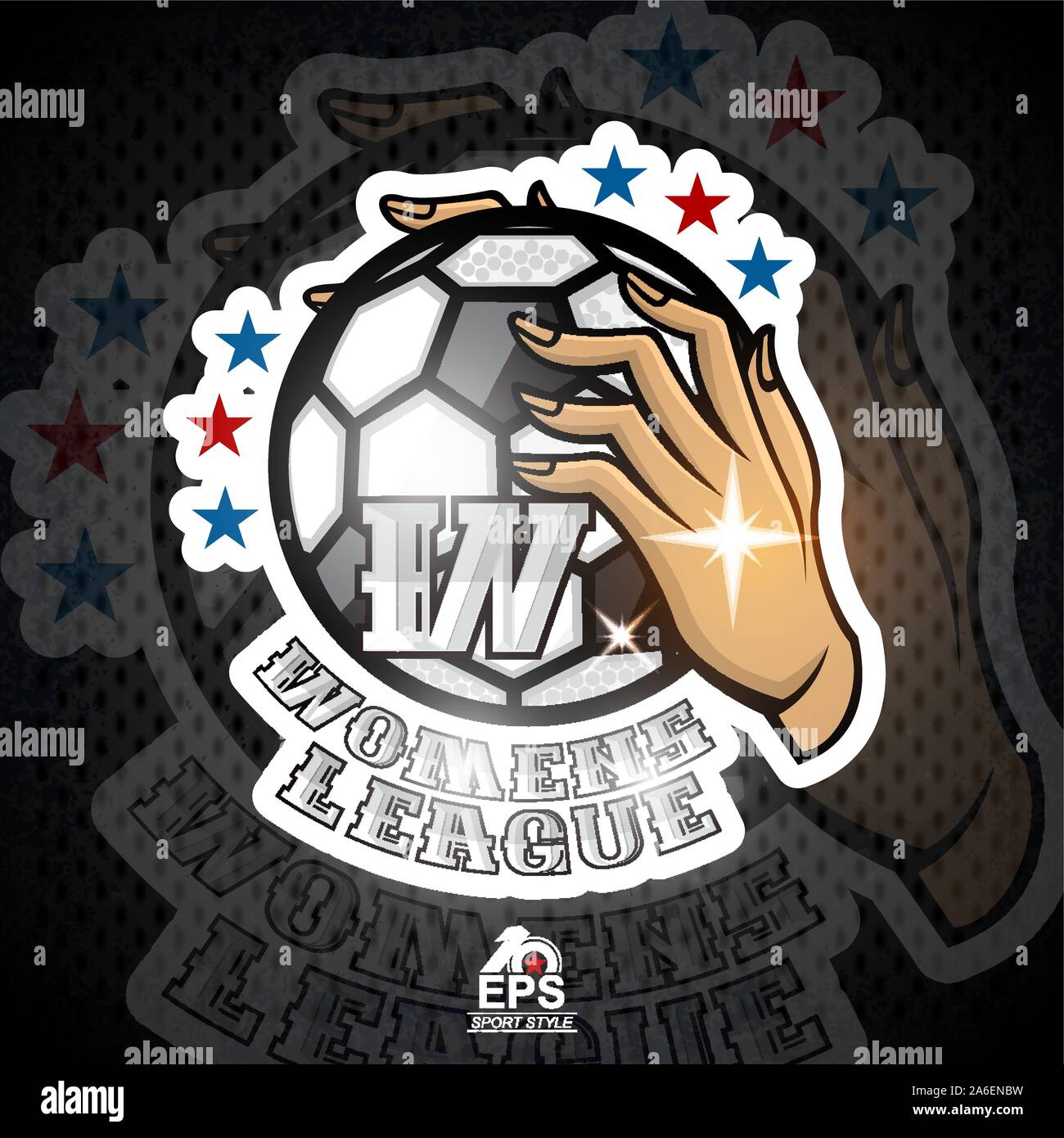 Two lady hands hold soccer ball with letter W. Sport logo for any ...