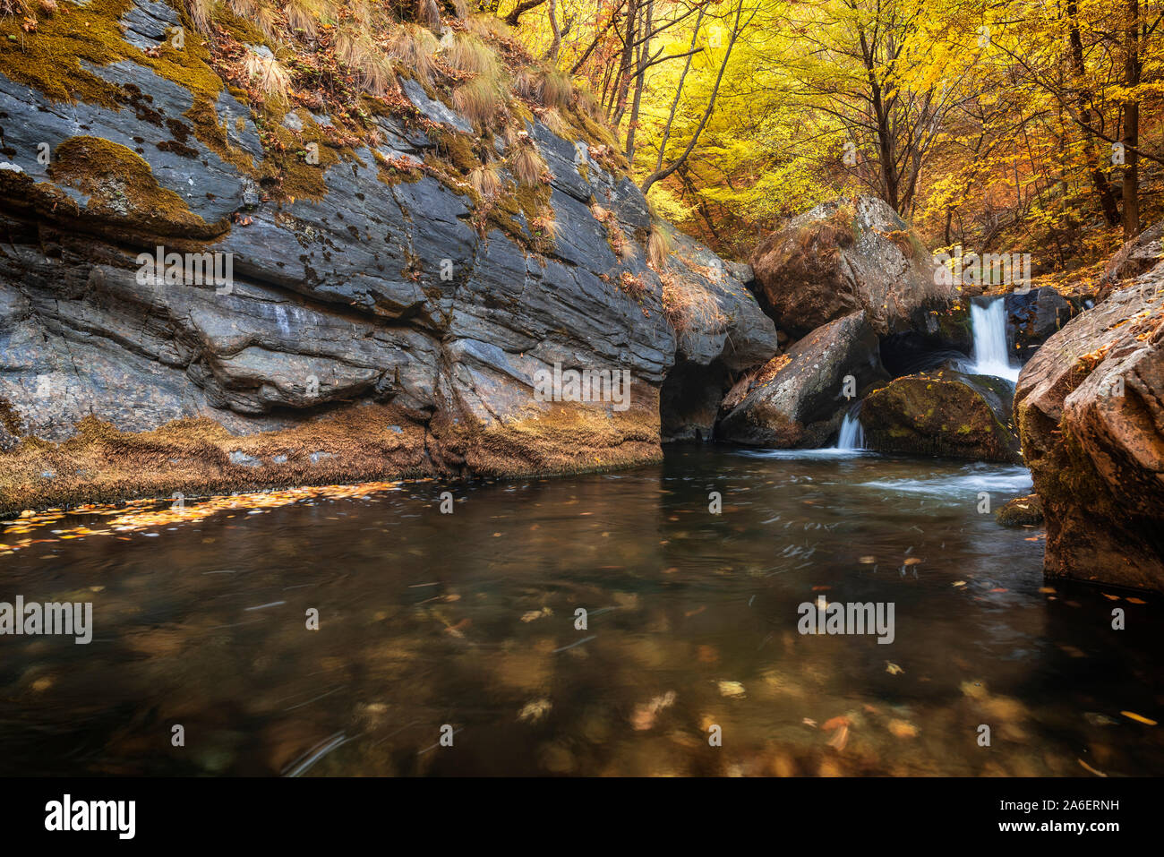Autumn mountain colors of Old River ( Stara reka ) , located at Central ...