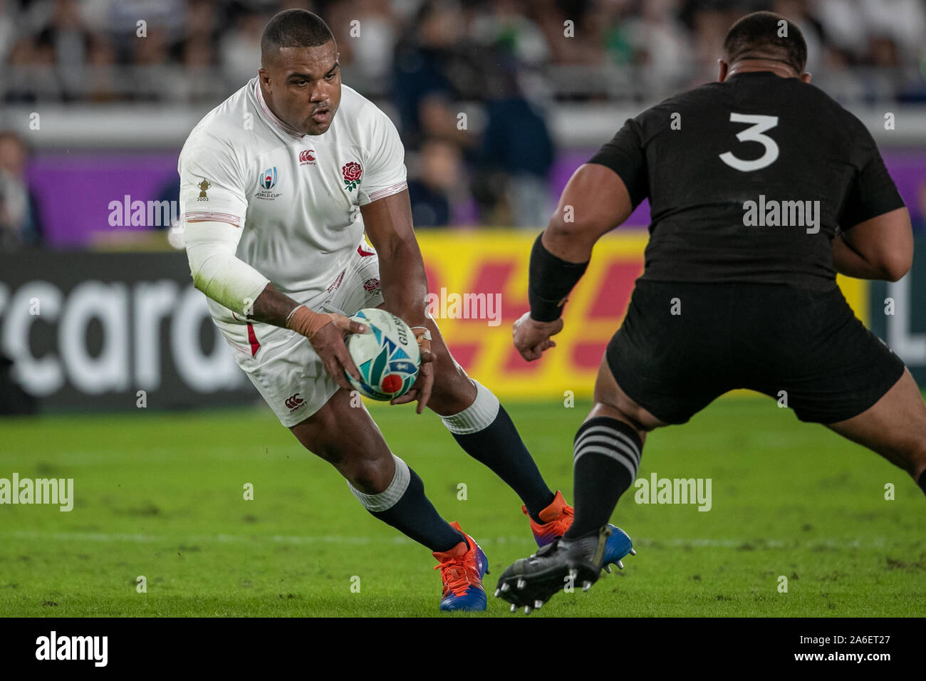 Yokohama, Japan. 26th Oct, 2019. Kyle Sinckler of England runs with the ball during the Rugby World Cup semi-final match between England and New Zealand in Kanagawa Prefecture, Japan, on October 26, 2019. Credit: European Sports Photographic Agency/Alamy Live News Stock Photo