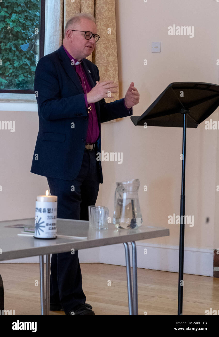 Brentwood Essex UK, 26th Oct.2019 Christian Campaing for Nuclear Disarmament annual General meeting at Brentwood Cathedral, Brentwood, UK on the theme 'Unclear wepons, the other extinction threat', Bishop Roger Morris of Colchester opened the meeting Credit Ian DavidsonAlamy Live News Stock Photo