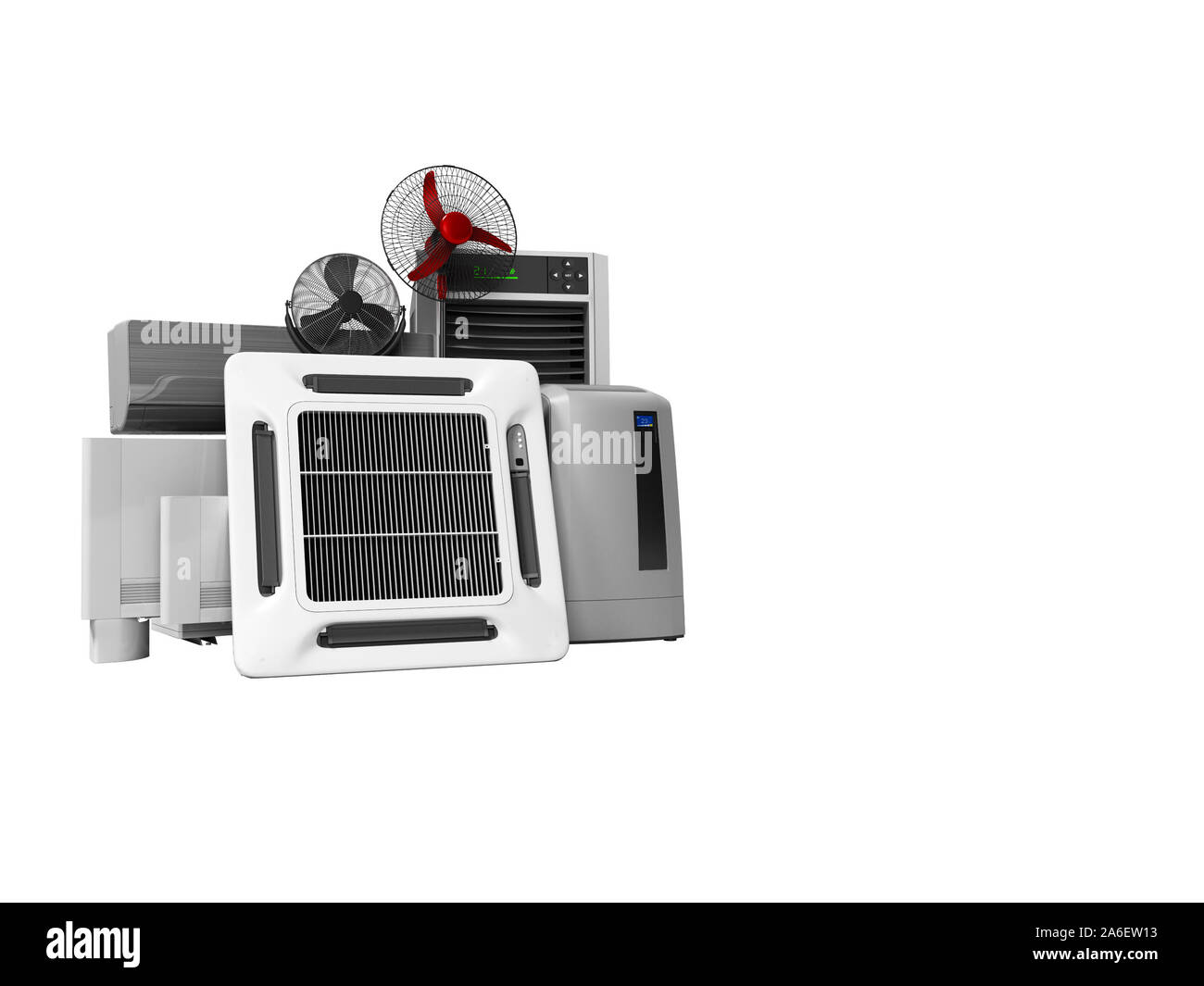 concept group of ventilation electrical appliances for cooling rooms