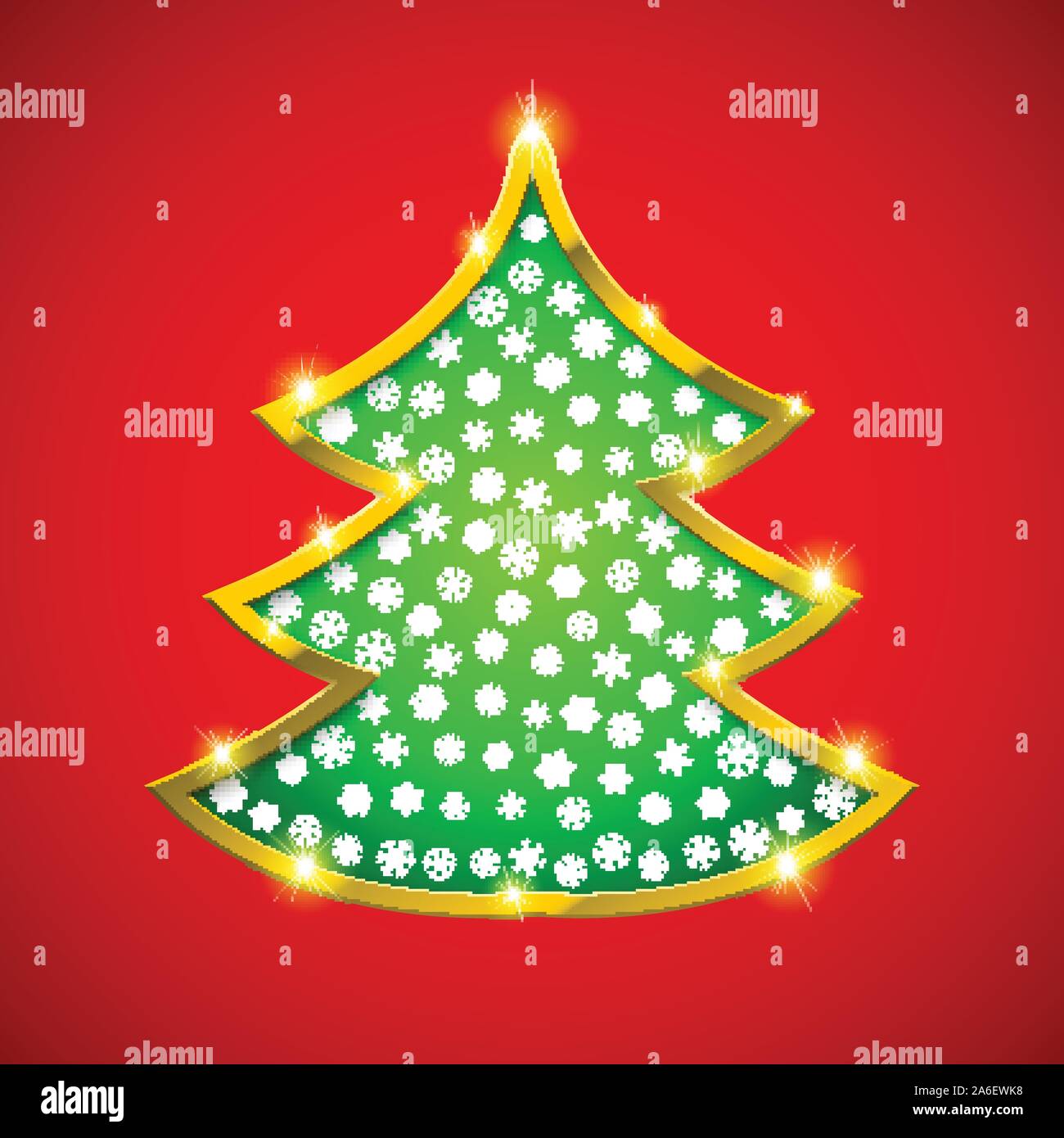 Christmas tree card with golden border Stock Vector Image & Art - Alamy