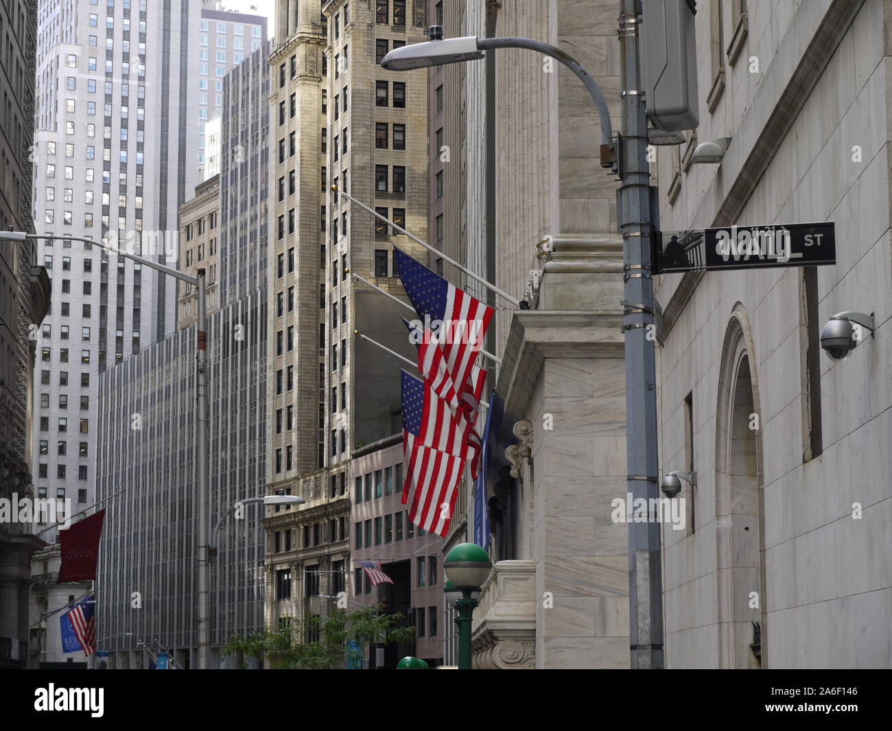 The historic building of New York Stock Exchange (NYSE) in New York, world capital of finance industry, in Wall Street Stock Photo
