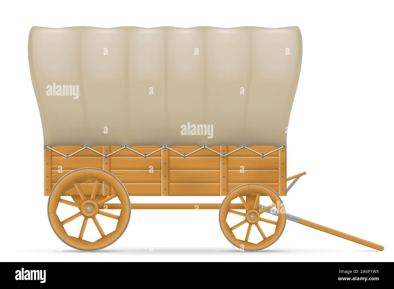 wooden wagon of the wild west with an awning vector illustration ...